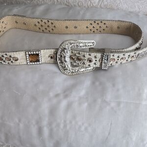 Brighton White and Silver Embellished Belt